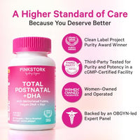 Thumbnail for Image 5 of Pink Stork Total Postnatal + DHA with Iron, 60 Capsules, Berry