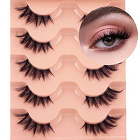 Thumbnail for Image 2 of Winifred Half Lashes Natural Look Cat Eye False Eyelashes Wispy 3D Faux Mink Lashes Clear Band Fluffy Strip Eyelashes