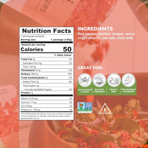 Image 2 of Poshi Diced Red Peppers, Fire-Roasted, Ready-to-Use, 4.4 oz (Pack of 6)
