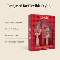 Thumbnail for Image 3 of Kitsch Flexi Flow Duo Detangler Brush, Hair Brushes For Women - Terracotta
