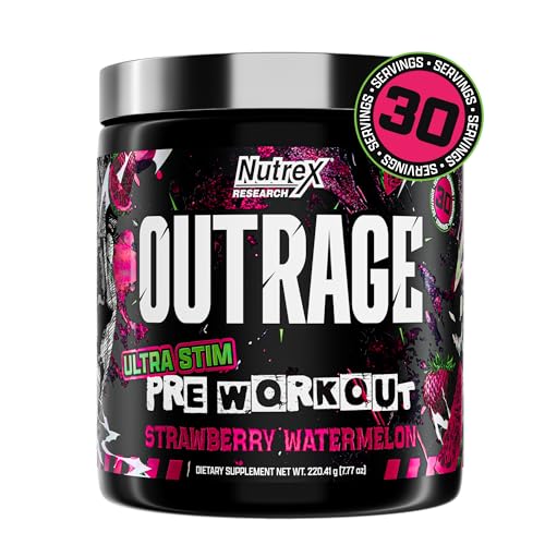 Image 1 of Strawberry Watermelon / 8 Ounce (Pack of 1) for the product Nutrex Research Outrage Ultra HIGH STIM Pre-Workout Powder for Men