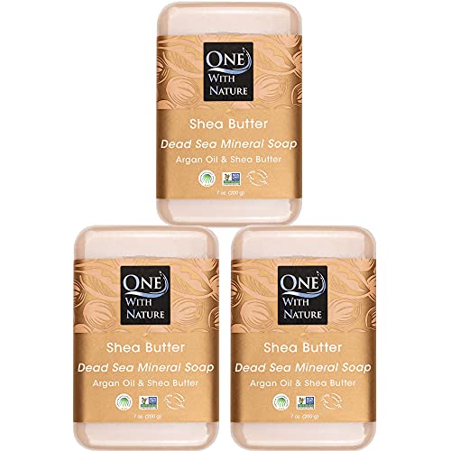Image 1 of Default Title for the product One With Nature Dead Sea Salt Shea Butter Soap, Exfoliating, 7 oz, 3 Pack