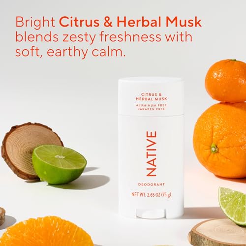 Image 4 of Native Deodorant Contains Naturally Derived Ingredients, 72 Hour Odor Control, Deodorant for Women and Men, Aluminum Free, Citrus & Herbal Musk 2.65oz