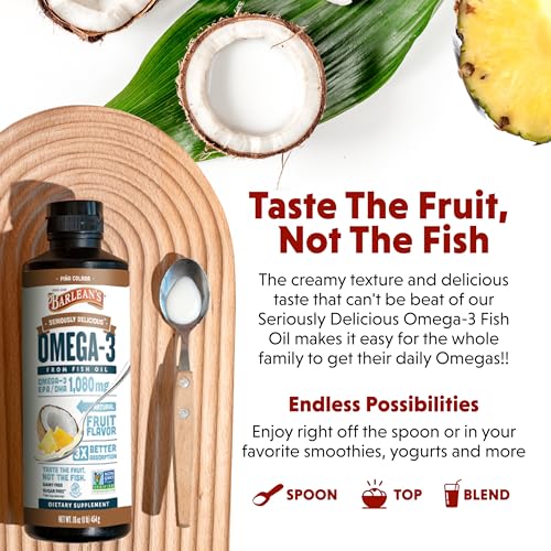 Image 4 of Barlean's Pina Colada Omega-3 Fish Oil Liquid, 16oz