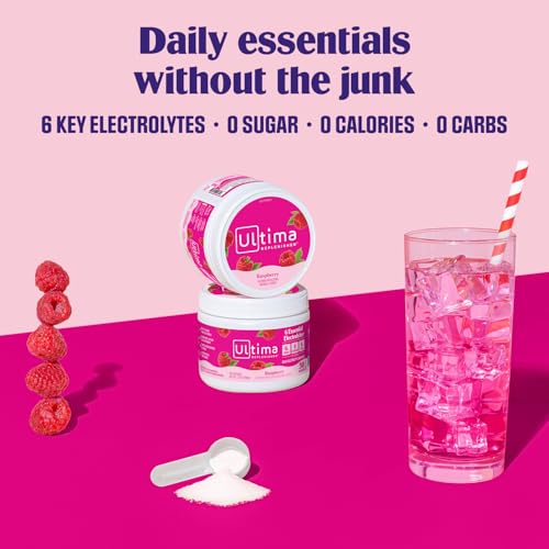 Image 3 of Ultima Replenisher Electrolyte Powder Drink Mix Bundle ? Sugar Free ? Rasberry, 30 Serving Canister and 20 Stickpacks ? 6 Electrolytes and Minerals ? Keto Friendly, Vegan, Non-GMO