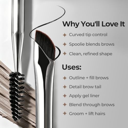 Image 3 of ALBEAUT Eyeliner Brush Brow Brush, Dual Ended Small eyebrow applicator