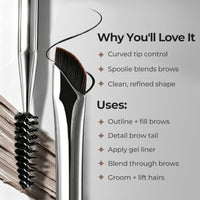 Thumbnail for Image 3 of ALBEAUT Eyeliner Brush Brow Brush, Dual Ended Small eyebrow applicator