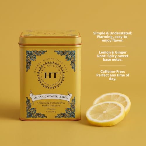 Image 6 of Harney & Sons Organic Ginger Lemon Herbal Tea, 20 Sachets in Tin