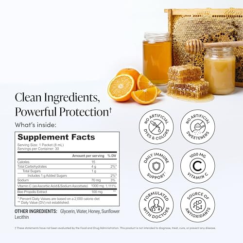 Image 3 of Beekeeper's Naturals Liposomal Vitamin C (1000mg) + Propolis Packets, 30 Ct