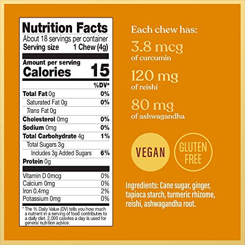 Image 3 of Chimes Tranquil Turmeric Adaptogen Ginger Chews Candy - 1 Pack