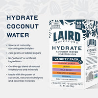 Thumbnail for Image 4 of Laird Superfood Hydrate Electrolyte Drink Mix with Coconut Water Variety Pack 10 Single Serve Stick Packs