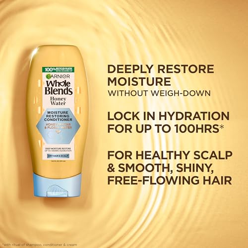 Image 2 of Garnier Whole Blends Honey Water Moisture Restoring Conditioner, 26.6 Fl Oz