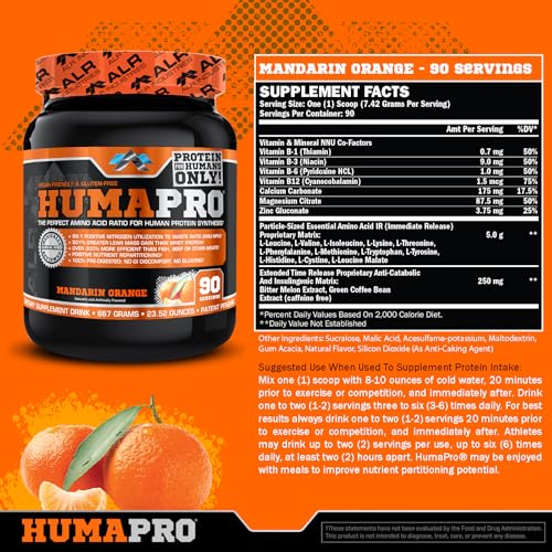 Image 2 of ALR Industries Humapro Vegan EAA Formula Mandarin Orange 90 Servings