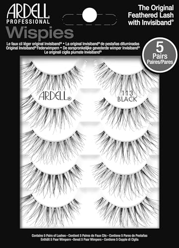 Image 1 of Default Title for the product Ardell Wispies False Eyelashes 113 - Black, Natural Look Wispy Lashes, Soft & Lightweight Strip, 5 Pairs, 1 Pack