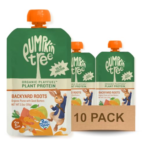 Image 1 of Default Title for the product Pumpkin Tree Peter Rabbit Organics Playfuel with Plant Protein, Backyard Roots, 3.5 Ounce (Pack of 10)