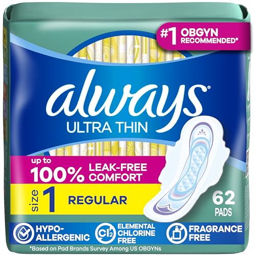 Image 1 of Default Title for the product Always Ultra Thin Feminine Pads with Wings Size 1 Regular Absorbency Unscented 62 Count