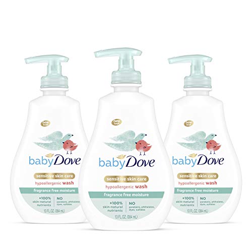 Image 2 of Fragrance Free / 13 Ounce (Pack of 3) for the product Baby Dove Sensitive Skin Care Baby Wash For Baby Bath Time Fragrance Free Moisture Hypoallergenic 20 oz