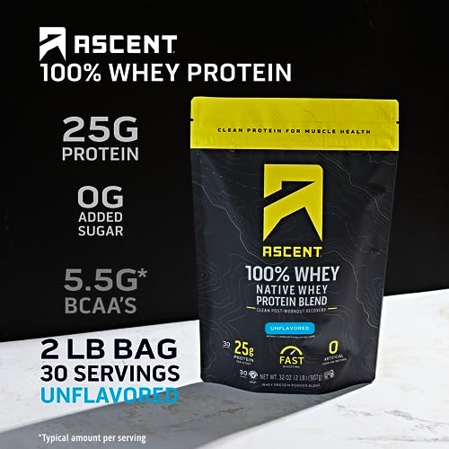 Image 2 of Ascent 100% Whey Protein Powder, Unflavored 2 lb, Daily Protein