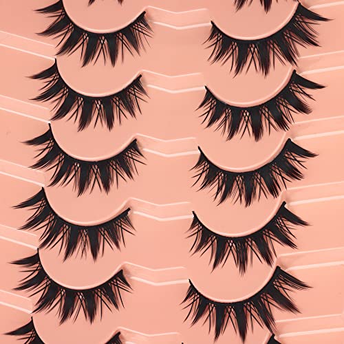 Image 6 of Winifred False Eyelashes - Anime Wispy Cat Eye Natural Spiky Thick Manga Lashes for Cosplay