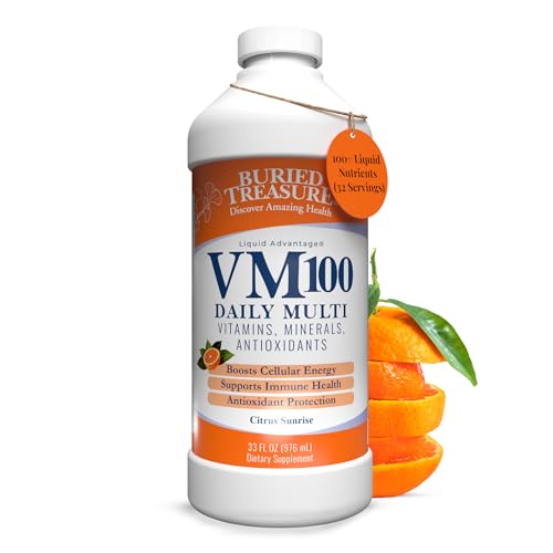 Image 1 of Default Title for the product Buried Treasure VM100 Daily Liquid Vitamins and Minerals with Antioxidants, Vegan, Sugar Free, Orange Zest Flavor, 32 Servings, 32 Ounce