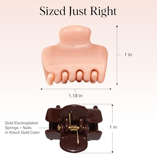 Image 5 of Kitsch Small Hair Clips for Women - Cute Hair Accessories - Rosewood, 8pcs