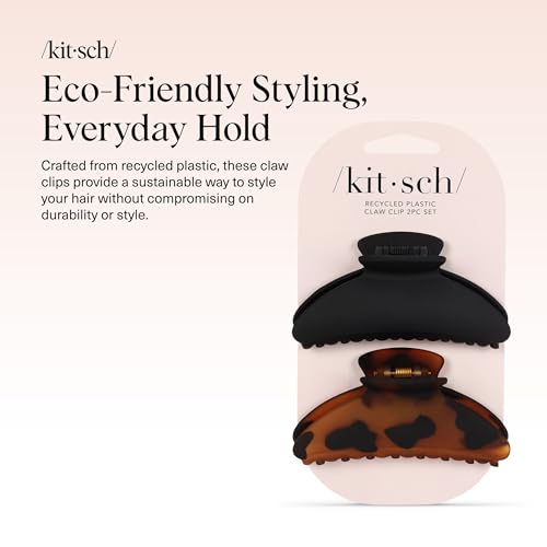 Image 2 of Kitsch Medium Hair Clips for Women - Black and Tort, 2pcs
