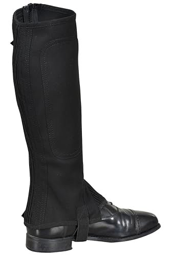 Image 9 of Equestrian Riding Unisex Half Chaps Amara Adult | Synthetic Leather Zip-Up Pair | Accurate Size Chart in Images.