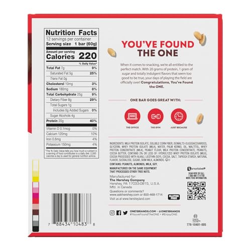 Image 3 of ONE Peanut Butter Cup Protein Bars, 20g Protein, Gluten Free Snacks, 12 ct