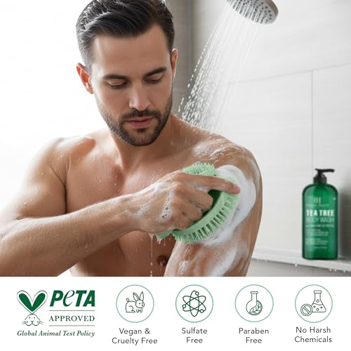 Image 4 of Botanic Hearth Tea Tree Body Wash with Silicone Body Brush - 16 fl oz
