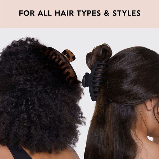 Image 5 of Kitsch Large Hair Clips For Women - Black & Tortoise, 2pcs