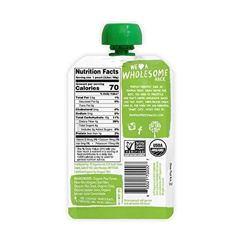 Image 2 of Pumpkin Tree Organics Fruit Snack Pouch, Pear  Fiber  A Squeeze of Lemon, 3.5 Ounce (Pack of 10)