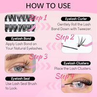 Thumbnail for Image 6 of Azenlo Natural Lash Clusters Kit Wispy Eyelash Clusters 120 pcs Cluster Eyelash Extensions C Curl Individual Lashes 10-16 mm Mix Length Natural Looks (30D KIT 120 Pcs)