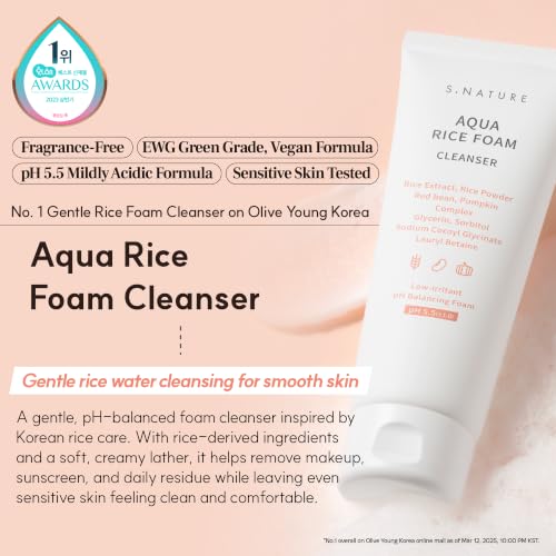 Image 3 of S.NATURE AQUA RICE FOAM CLEANSER 160ml 5.4 Fl Oz