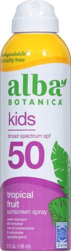 Image 2 of Alba Botanica Kids Sunscreen Spray for Face and Body, Tropical Fruit, Broad Spectrum SPF 50, Water Resistant, 5 fl. oz. Bottle (Pack of 2)