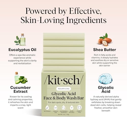 Image 5 of Kitsch Glycolic Acid Face Wash & Body Wash Bar with Shea Butter - 4 oz
