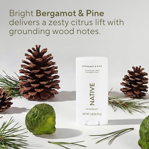 Image 4 of Native Deodorant Contains Naturally Derived Ingredients, 72 Hour Odor Control, Deodorant for Women and Men, Aluminum Free, Bergamot & Pine 2.65oz