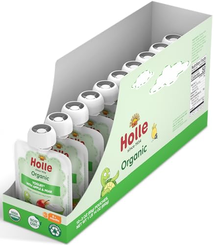 Image 1 of Default Title for the product Holle Organic Apple Pear Baby Yogurt Pouches, 10 x 3 oz