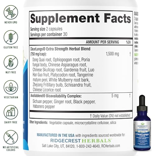 Image 3 of RidgeCrest Herbals ClearLungs Liquid Lung Support, Orange Flavor 2 fl oz