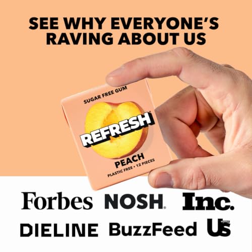 Image 4 of Refresh Gum Peach Natural Sugar-Free Xylitol Chewing Gum 12 Pack