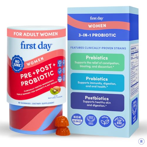 Image 1 of Default Title for the product FIRST DAY Probiotic Gummies for Women, 3-in-1 Prebiotic + Postbiotic, 60ct