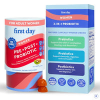 Thumbnail for Image 1 of Default Title for the product FIRST DAY Probiotic Gummies for Women, 3-in-1 Prebiotic + Postbiotic, 60ct