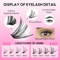Thumbnail for Image 4 of Azenlo Lash Clusters Kit, 240pcs DIY Lash Extensions Kit, 30D+40D Thin Band Lash Clusters, 10-16mm Soft Natural Volume Lashes for Beginners