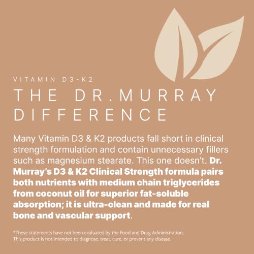 Image 4 of Dr. Murray's Vitamin D3-K2 with Coconut Oil MCTs, 5,000 IU, 60 Vegan Caps