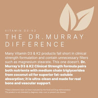 Thumbnail for Image 4 of Dr. Murray's Vitamin D3-K2 with Coconut Oil MCTs, 5,000 IU, 60 Vegan Caps