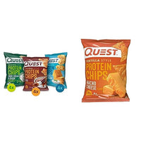Thumbnail for Image 1 of Default Title for the product Quest Nutrition Protein Chips Variety Pack and Nacho Cheese Tortilla Style Protein Chips 1.1 Ounce Pack of 12