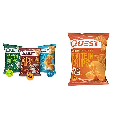 Image 1 of Default Title for the product Quest Nutrition Protein Chips Variety Pack and Nacho Cheese Tortilla Style Protein Chips 1.1 Ounce Pack of 12