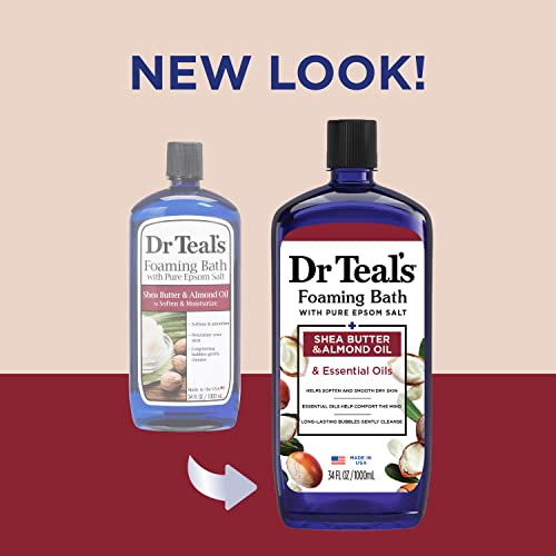 Image 3 of Dr Teal's Foaming Bath with Pure Epsom Salt, Shea Butter & Almond, 34 fl oz (Pack of 4) & Salt Soak with Pure Epsom Salt, Shea Butter & Almond, 3 lbs