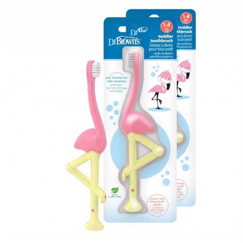 Image 7 of 1 Count (Pack of 2) / Pink Flamingo for the product Dr. Brown's Toddler Toothbrush