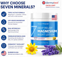 Thumbnail for Image 3 of Seven Minerals Deep Relief Magnesium Night Lotion - Lavender + Arnica Cream for Deep Sleep & Muscle Relief - 6 Fl Oz