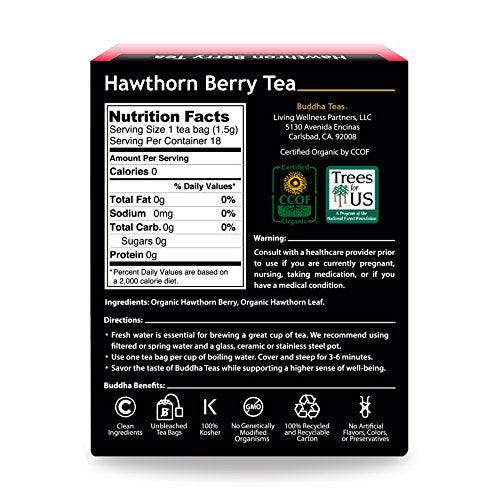 Image 2 of Buddha Teas Organic Hawthorn Berry Tea - Herbal Tea, Caffeine Free